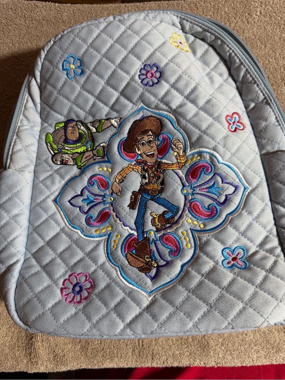 Toy Story Quilted Backpack with Woody & Buzz Embroidery